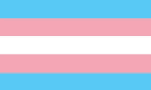 a transgender flag with a blue , pink , and white stripe on a blue background .