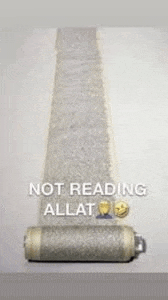 a picture of a roll of carpet that says `` not reading allat '' .