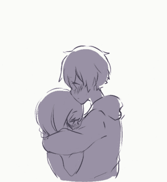 a drawing of a man and a woman hugging