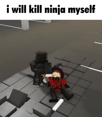 a meme that says i will kill ninja myself with a picture of a person laying on the ground