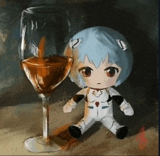 a stuffed toy is sitting next to a wine glass