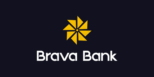 a logo for brava bank with a yellow windmill