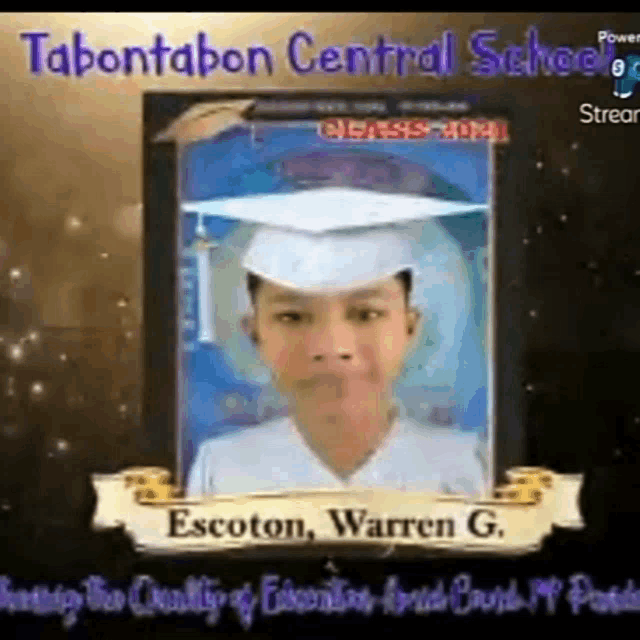 a young boy wearing a graduation cap and gown is in a frame .