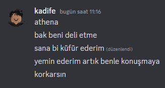 a screenshot of a conversation between kadife athena and sana bi kufur ederim