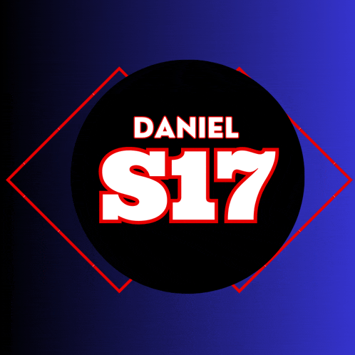 a logo for daniel s17 is shown on a blue and black background