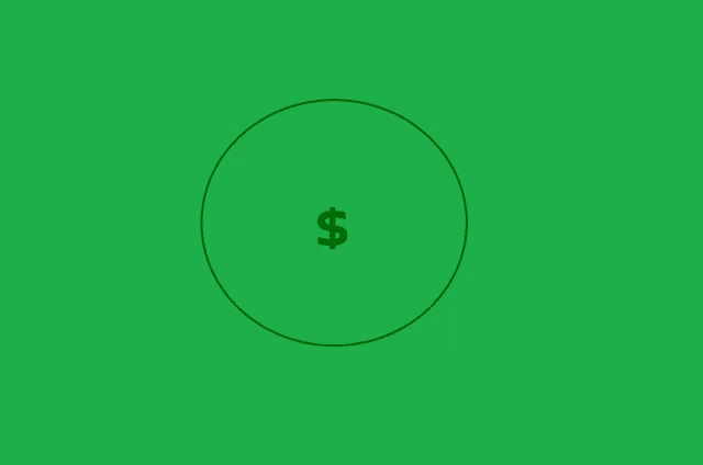 a green circle with a dollar sign in the center