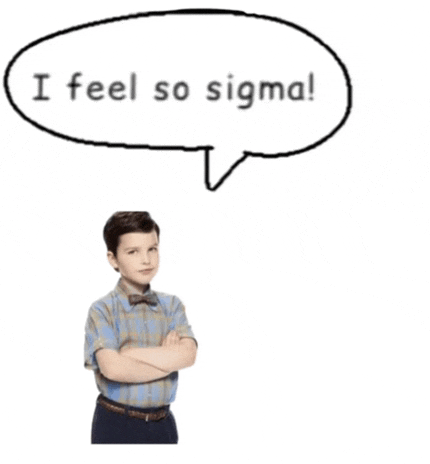 a young boy with his arms crossed and a speech bubble that says i feel so sigma