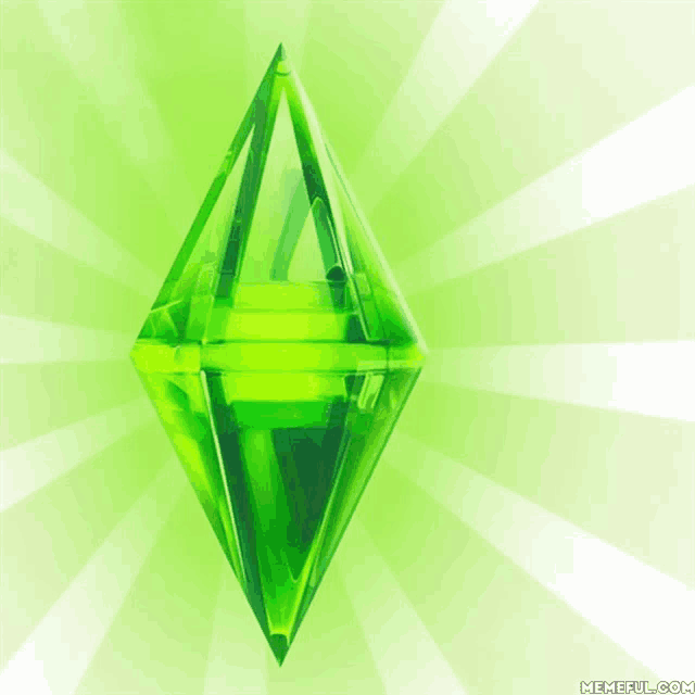 a green diamond on a green background that says memeful.com on the bottom