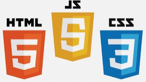 three logos for html 5 js and css are shown on a white background