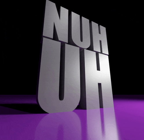 a 3d rendering of the word nun uh on a purple background