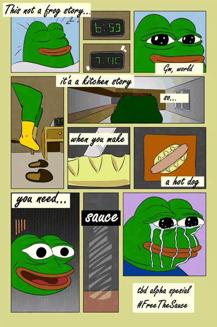 a cartoon of a green frog with the words this not a frog story