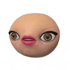 a 3d rendering of a woman 's face with a pink lip and eyebrows .