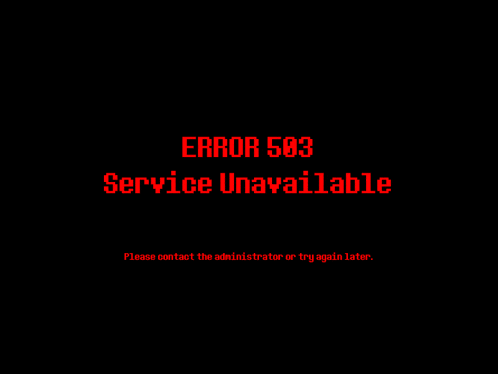 error 503 service unavailable is displayed on a black background