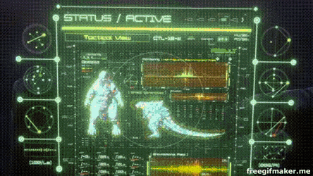 a computer screen shows a monster and the words status / active