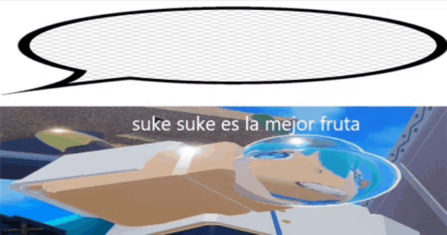 a speech bubble that says " sake sake es la mejor fruta " on it