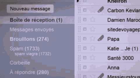 a computer screen shows a list of messages including one from damien maroc