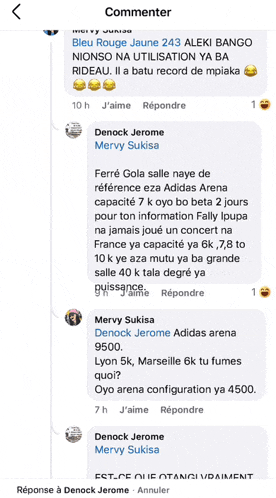 a screenshot of a conversation between denock jerome mervy sukisa and ferre gola