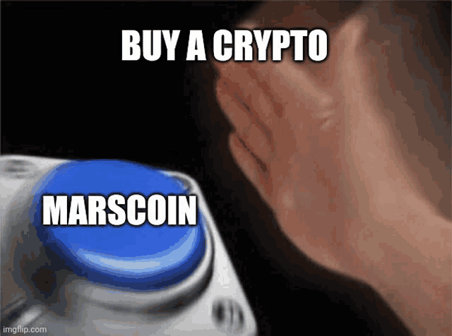 a blue button with the words buy a crypto marscoin on it