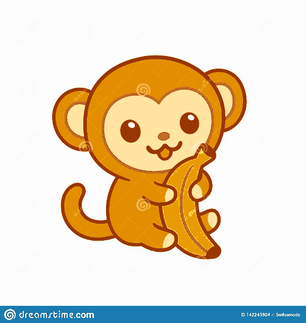 a cute cartoon monkey is eating a banana .