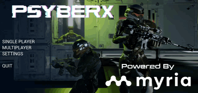 a screenshot of a video game called psyberx powered by myria