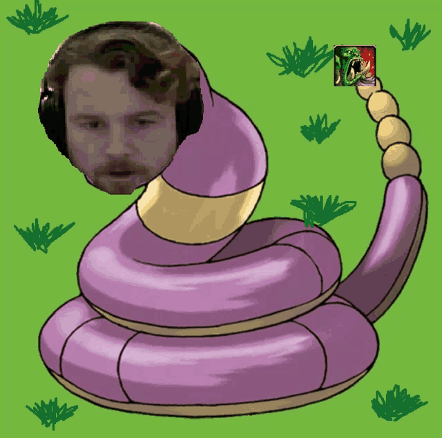 a cartoon of a snake with a man 's face on it