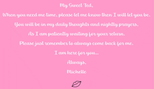 a pink background with the words " my sweet ted " written on it