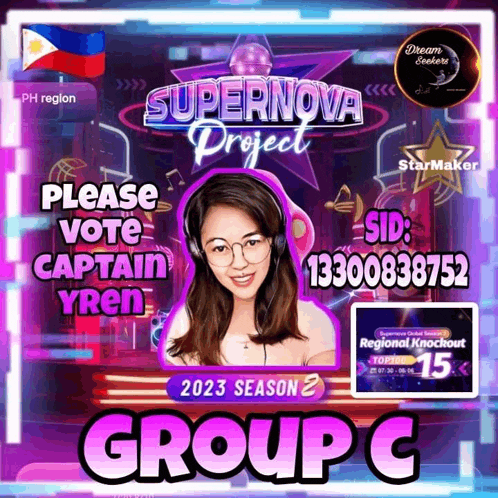 a poster for supernova project asking people to vote captain yren