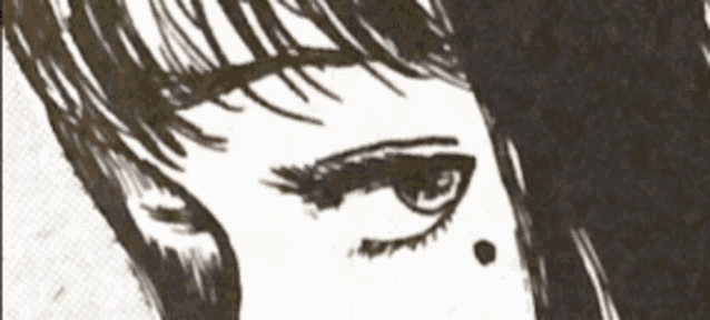 a black and white drawing of a woman 's face with long eyelashes