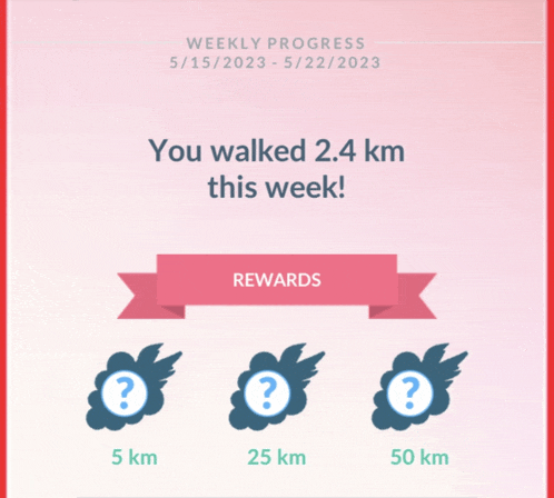 a weekly progress page that says you walked 2.4km this week