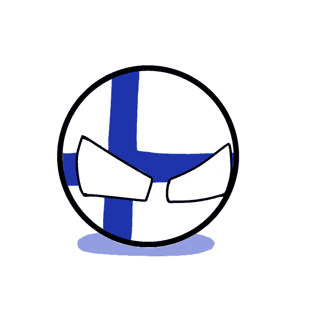 a cartoon drawing of a finland flag with a smiley face