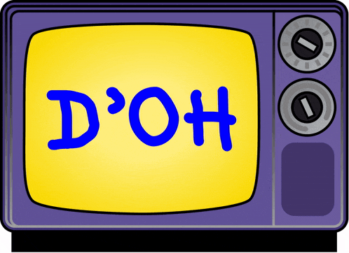 a cartoon drawing of a television with the words d'oh on the screen