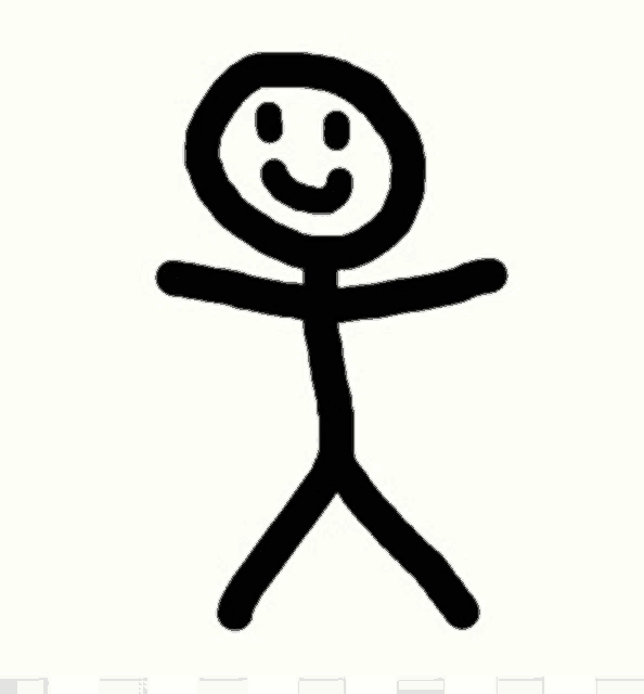 a stick figure with a smiley face on it 's face and arms .