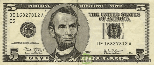 a five dollar bill with a picture of abraham lincoln on it