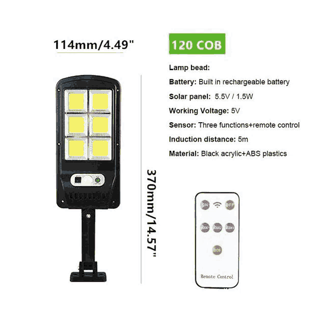 a picture of a solar street light with a remote control