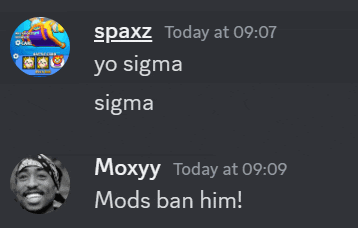 a screenshot of spaxz and moxyy today at 09:08