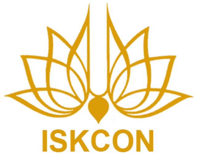 a logo for iskcon shows a lotus flower