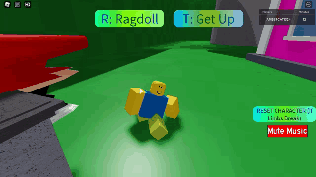 a screenshot of a roblox game shows a character named ragdoll and a character named get up