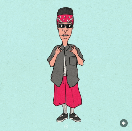 a cartoon of a man wearing sunglasses and a red bandana