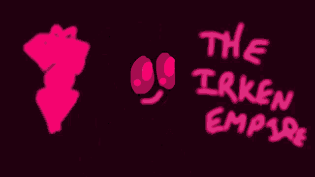 a drawing of a cartoon character with the words " the irken empire " written in pink