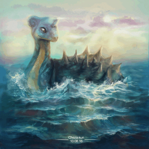 a painting of a monster in the ocean with the date 10.08.2016