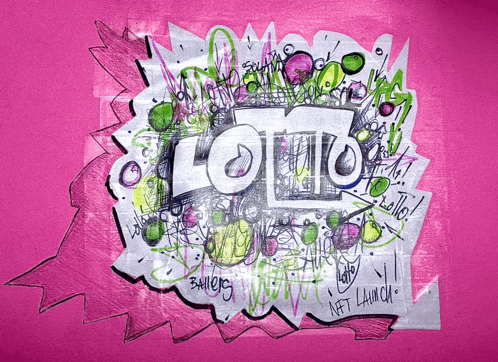 a drawing of the word lotto on a pink wall