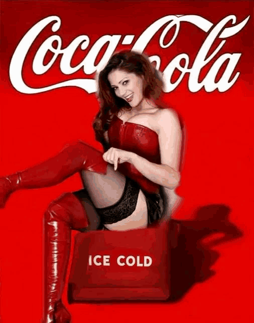 a coca-cola ad with a woman in red boots