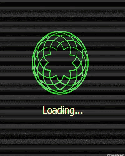 a loading screen with a green circle on a gray background