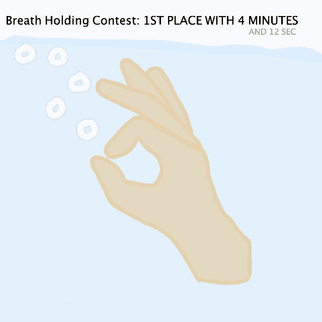 a drawing of a hand holding something with the words breath holding contest at the top