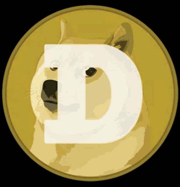 a doge coin with the letter d in the center