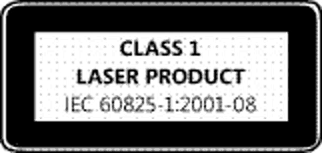 a black and white sign that says class 1 laser product on it