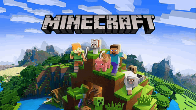 a poster for the video game minecraft shows a group of characters