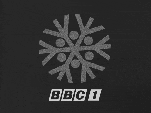 a logo for bbc 1 shows a snowflake with people in it