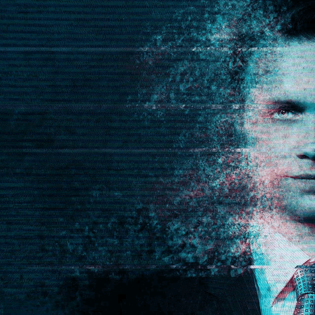 a man in a suit and tie is surrounded by a binary background