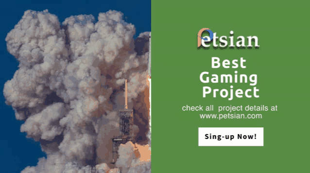 an advertisement for the jetsian best gaming project shows a rocket launching